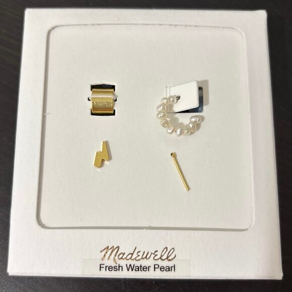 Madewell New Freshwater Pearl Mix and Match Gold Plated Earring Set - Picture 2 of 4